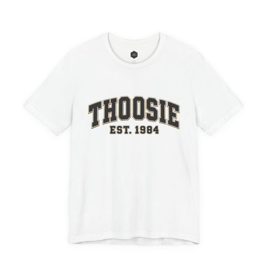 Born in 1984 Coaster Tee with vintage collegiate year graphic