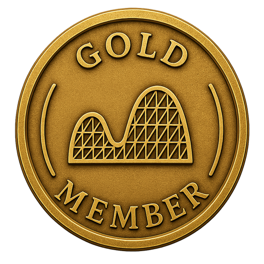 Gold Member Tee with circular coaster badge graphic