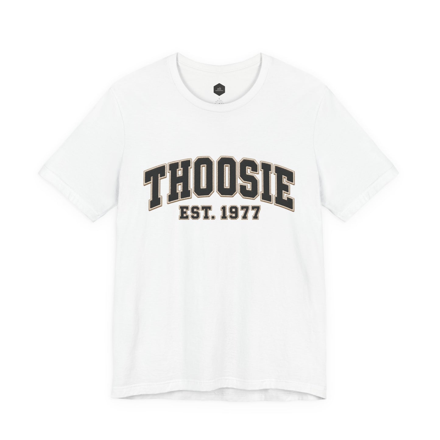 Born in 1977 Coaster Tee with vintage collegiate-style year graphic