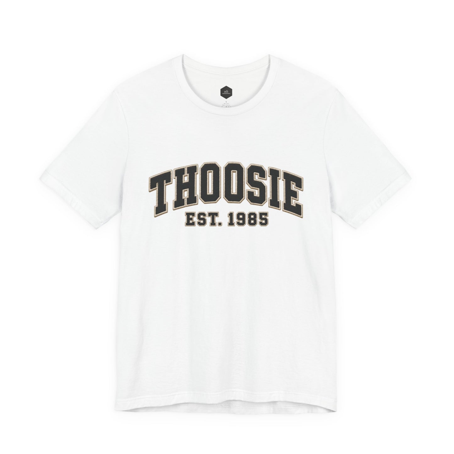 Born in 1985 Coaster Tee with vintage collegiate-style year graphic